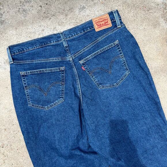 Levi's Blue Cotton Button Fly Cropped Ribcage Straight Ankle Jeans Size 16W - Picture 6 of 15